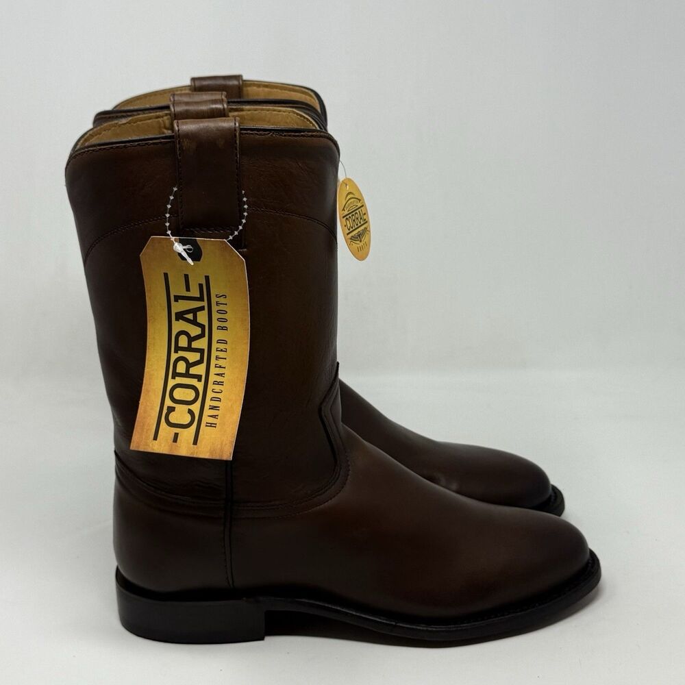 Corral A4068 Cowboy Roper Boots Mens 7 EE Brown Cow Leather Mid Calf Western